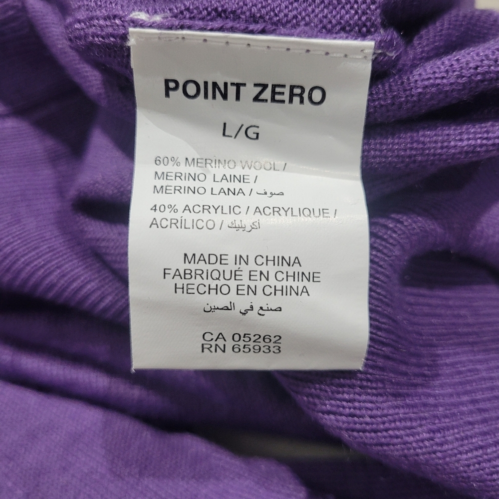 Point Zero Men's Vintage Purple V-Neck Merino Wool Sweater Large Preppy NEW - Picture 8 of 8